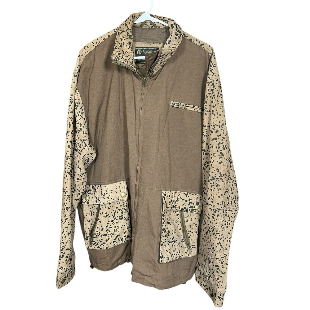 Loro Piana Storm System Jacket XXL Brown Speckled Leather Cotton Field‎